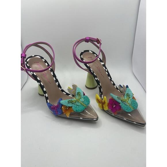 Betsy Johnson Women's Kamilla Butterfly Sequin Vinyl Pumps Size 7  Sassy 4" Heel - Picture 4 of 15